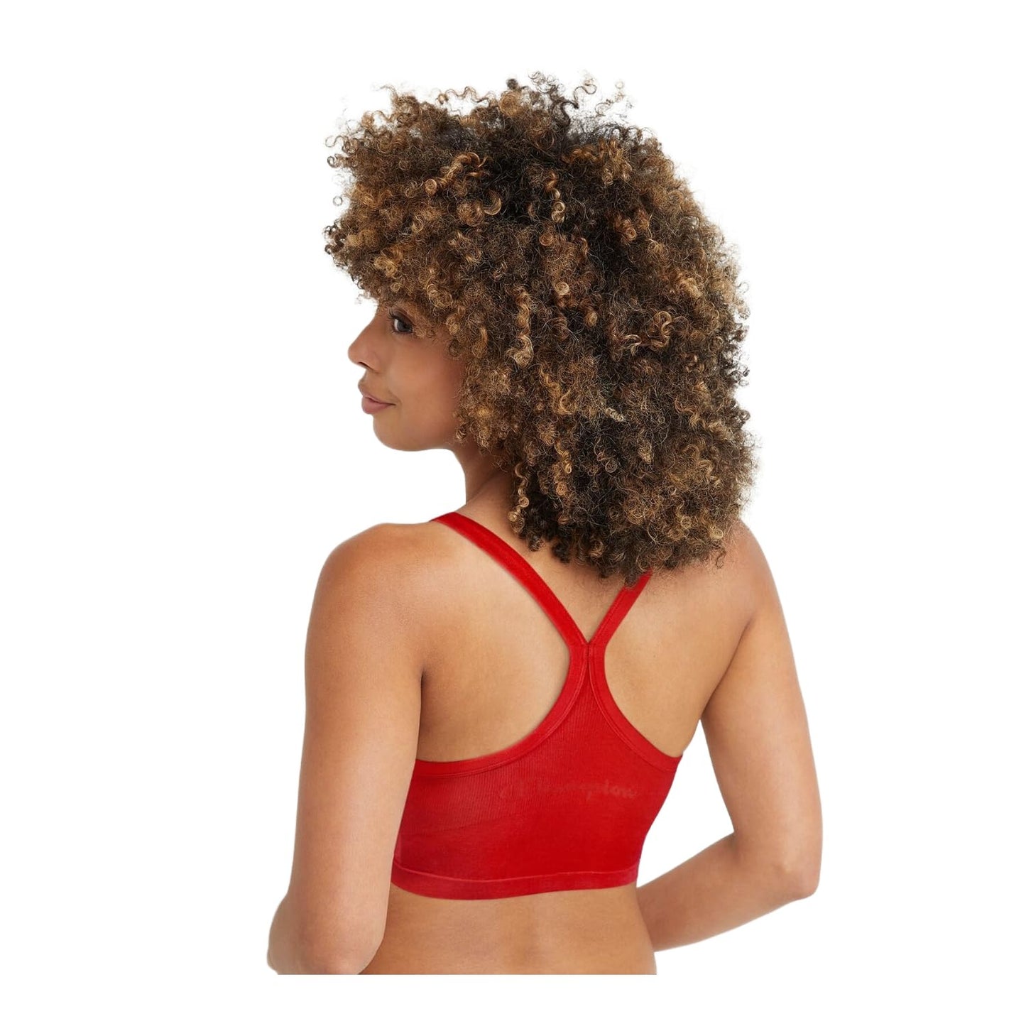 Champion Women's Seamless Racerback C-Logo Bralette - Soft, Supportive, and Stylish, Nylon Blend (US, Alpha, X-Large, Regular, Regular, Red)