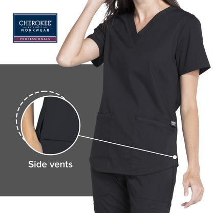 CHEROKEE Workwear Professionals Women Scrubs Top V-Neck Plus Size WW665, 3XL, Eggplant (Copy)
