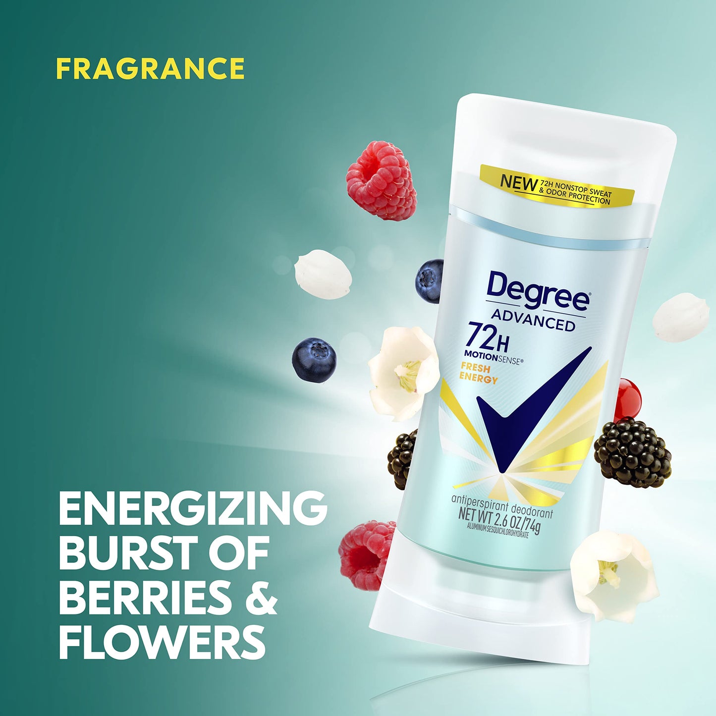 Degree Women Antiperspirant Deodorant Stick, Fresh Energy, 2.6 Ounce (Pack of 2)