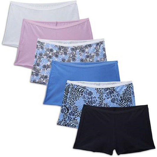 Fruit of the Loom Women's 6-Pack Cotton Shorties - Assorted Solids 6DSHTAS (6 / Medium (Hips 38"-39"))