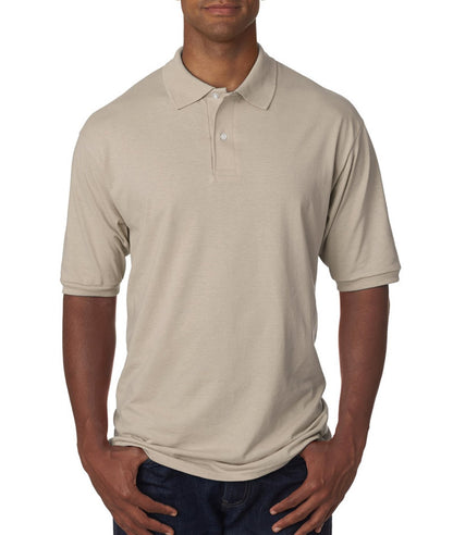Jerzees Men's 2 Button Placket Welt Knit Collar Polo Shirt, Sandstone, Small