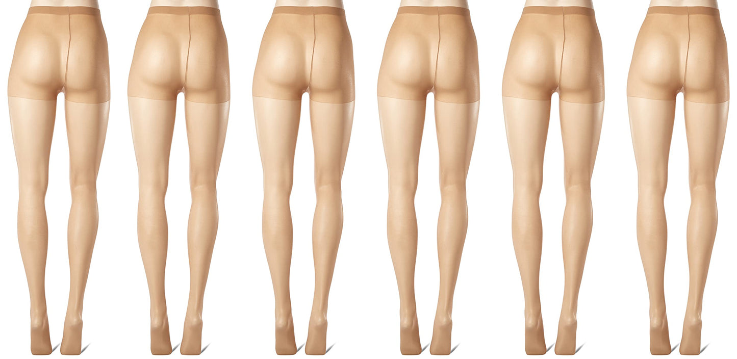 L'eggs womens Everyday Control Top Pq0j96 6 Pairs Pantyhose, Nude, Queen US