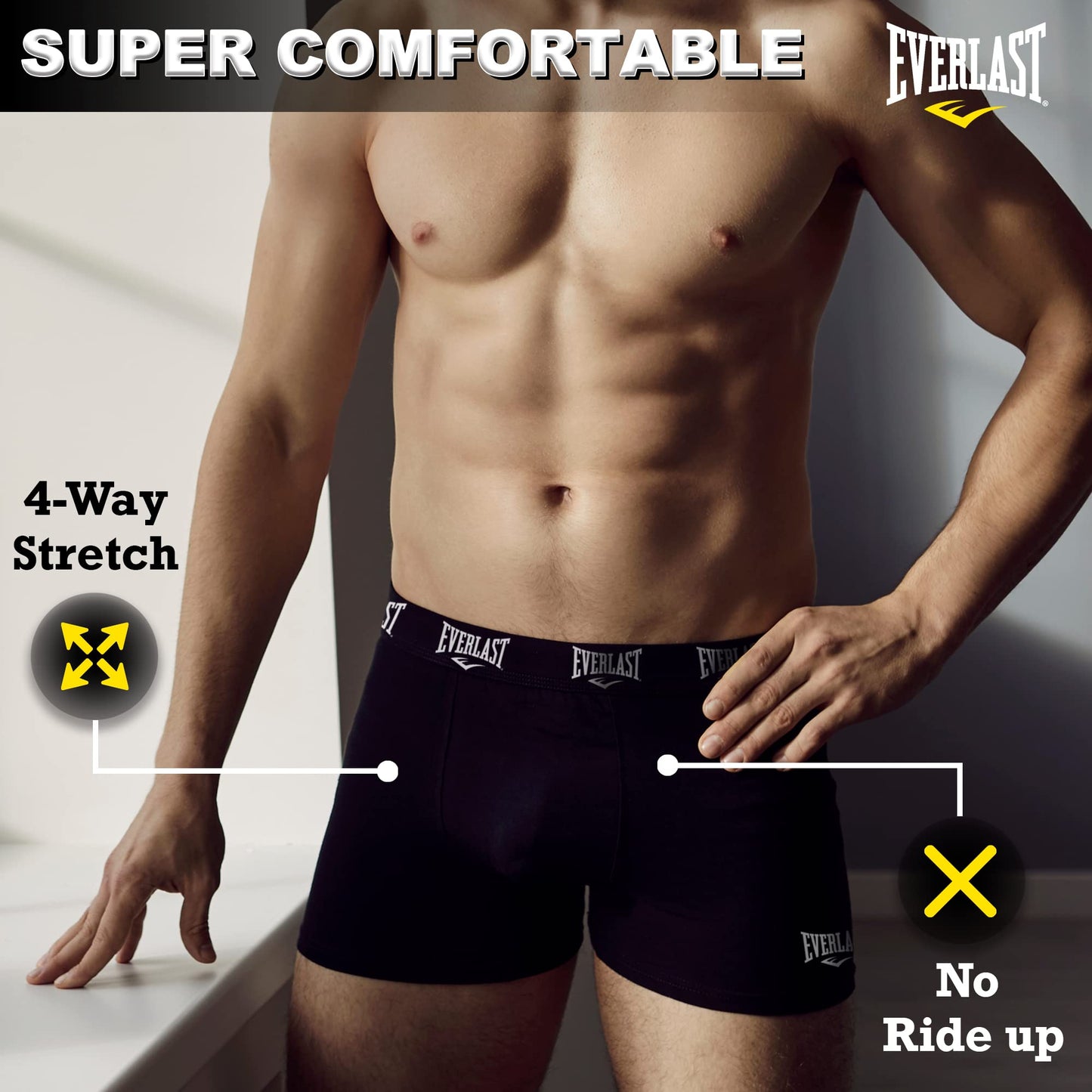 Everlast Mens Boxer Briefs Breathable Underwear for Men - 6 Pack Active Performance Mens Underwear (XL, Grey/Blue/Red)