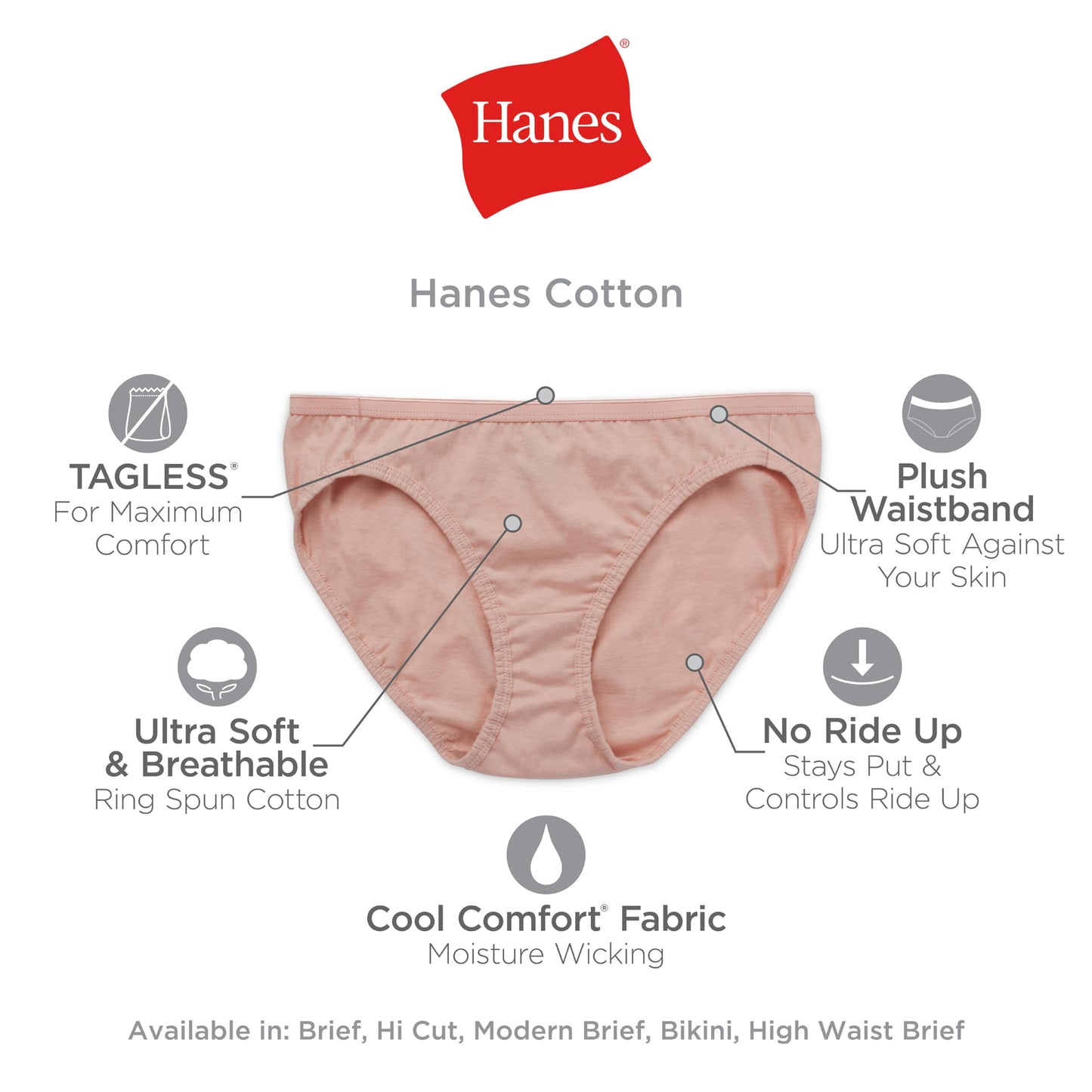 Hanes womens Cotton briefs underwear, 10 Pack - Hi Cut Assorted 1, 9 US