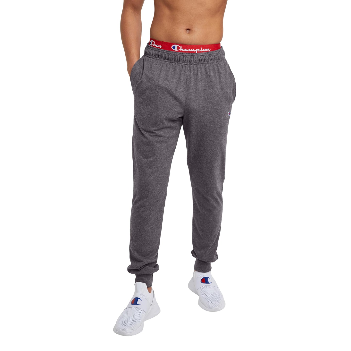 Champion Mens Joggers, Everyday Cotton, Lightweight Lounge Knit For Men, 31" Sweatpants, Oxford Gray C Patch Logo, X-Large US