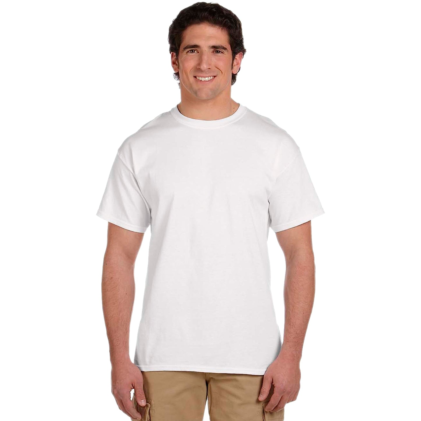 Fruit of the Loom Men's Lightweight Cotton Tees (Short & Long Sleeve), Crew-4 Pack-White, X-Large