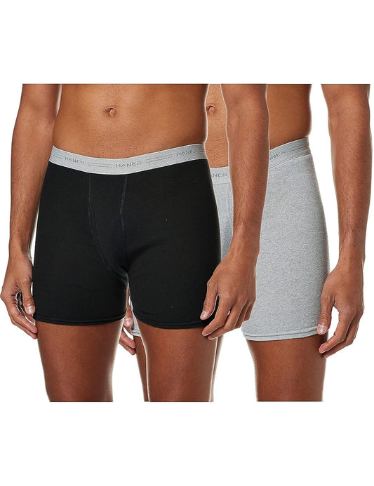 Hanes Men 2 Pack Black/Grey Boxer Brief