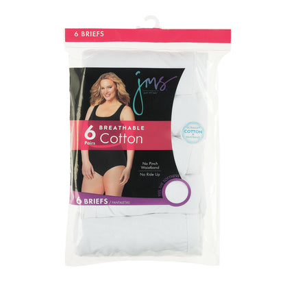 Hanes Women's Plus Size Cool Comfort Cotton Brief 6-Pack, White, 9