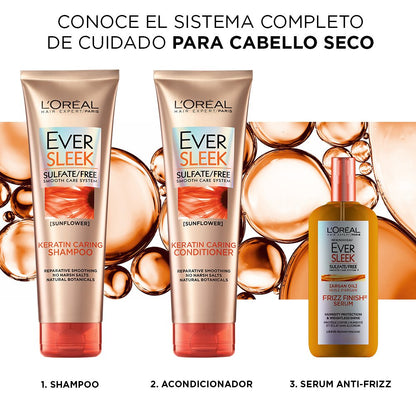 L’Oréal Paris EverSleek Sulfate Free Keratin Caring Conditioner with Sunflower Oil Fl, Fresh, 8.5 Ounce