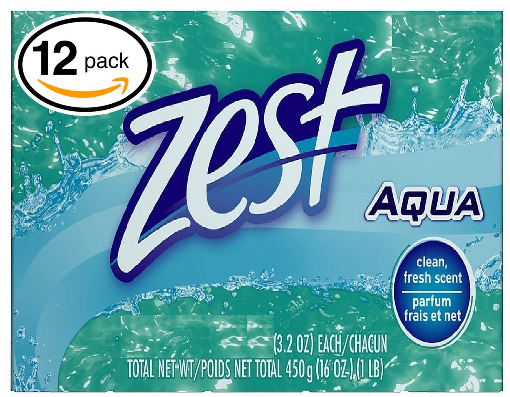 (PACK OF 12 BARS) Zest AQUA Deodorant Bar Soap with Vitamin E. All-in-one exfoliating & moisturizing soap Leaves Skin Smooth & Radian! Great for Hands, Face & Body! (12 Bars, 3.20oz Each Bar)