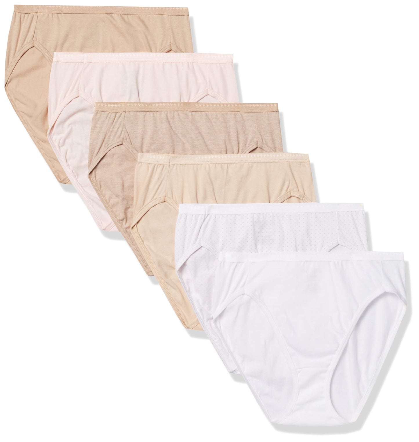 Hanes Ultimate womens 6-pack Breathable Cotton Hi-cut Panty Briefs, White, White, White, White, White, White, 8 US