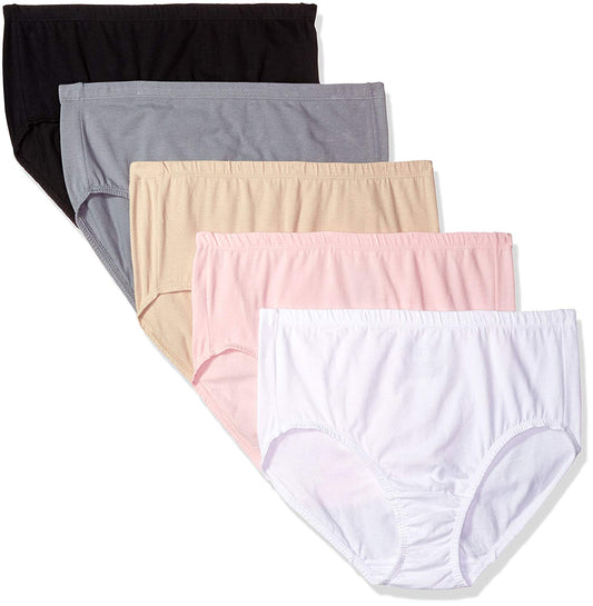Fruit Of The Loom Women's Plus-Size 5 Pack Fit For Me Breathable Brief, Assorted, 1X/9