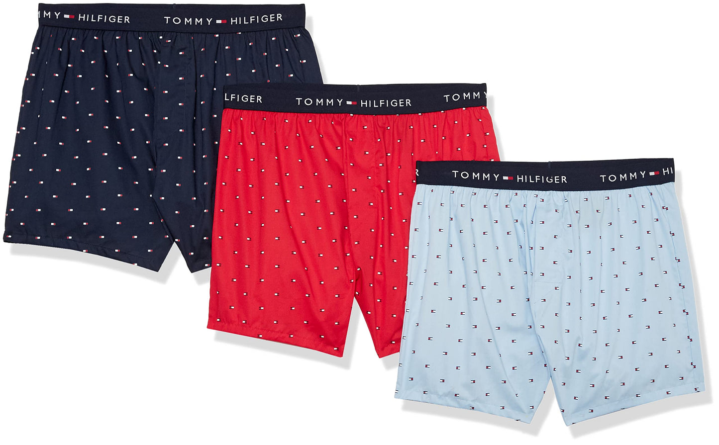 Tommy Hilfiger Men's Underwear Multipack Cotton Classics Slim Fit Woven Boxers, Red Multi, X-Large