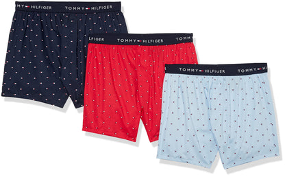 Tommy Hilfiger Men's Underwear Multipack Cotton Classics Slim Fit Woven Boxers, Red Multi, X-Large