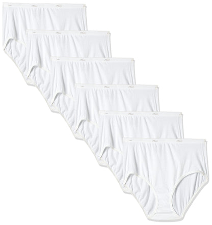 Hanes Women's 6Pack White Cotton Briefs Ladies Panties Underwear 12