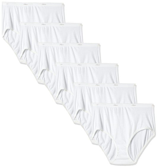 Hanes Women's 6Pack White Cotton Briefs Ladies Panties Underwear 12