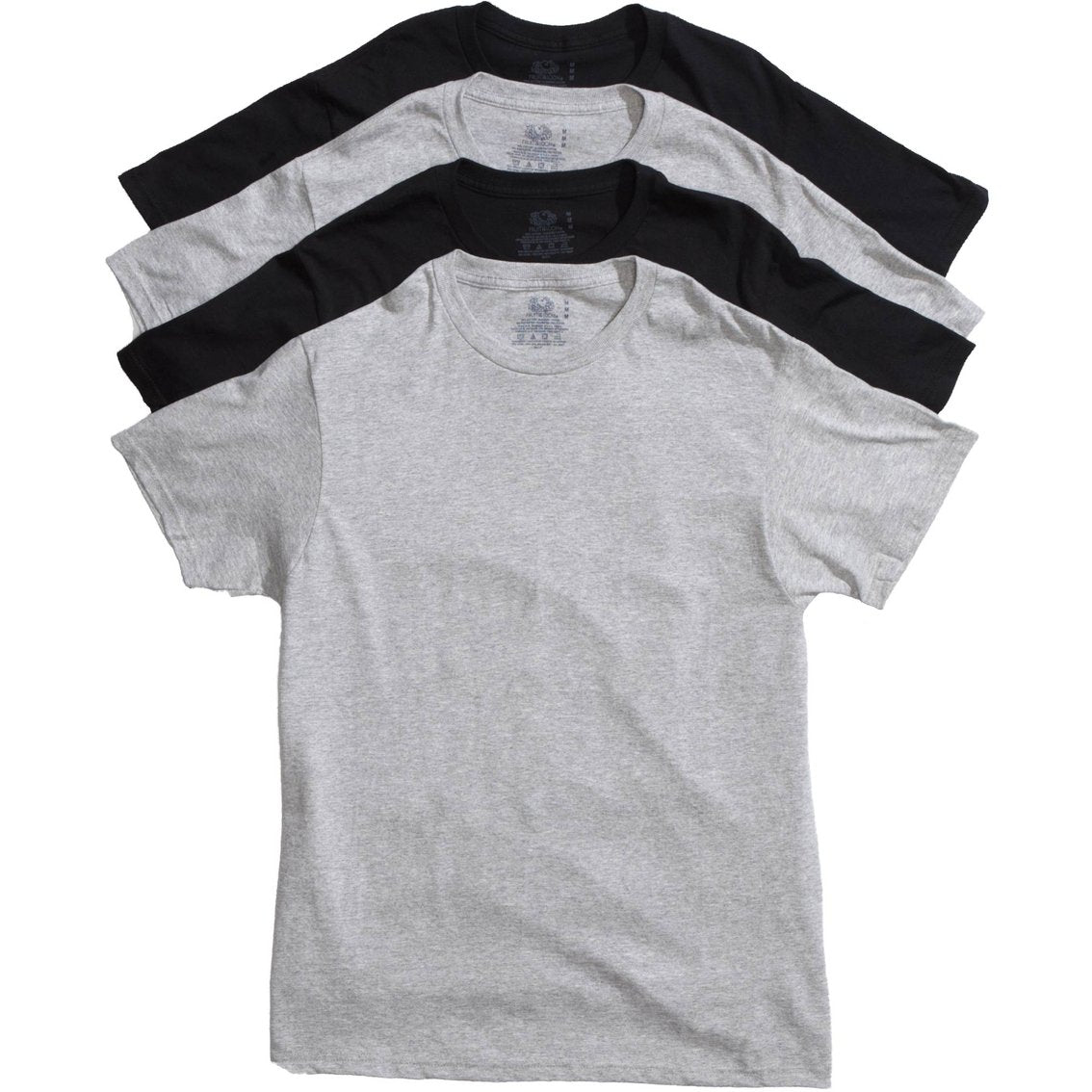 Fruit of The Loom Men's Crew T-Shirt (4 Pack) (Black & Grey, Large)