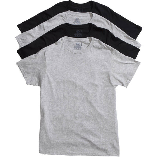 Fruit of The Loom Men's Crew T-Shirt (4 Pack) (Black & Grey, Large)