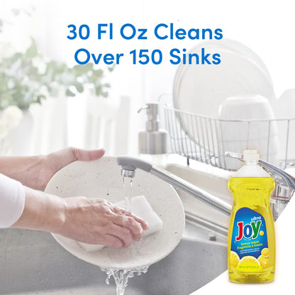 JOY Ultra Dish Soap Liquid - Ultra Strength Dishwashing Soap - Large Dish Soap - Lemon Fresh Scent - 30 Fl. Oz - (Pack of 3)