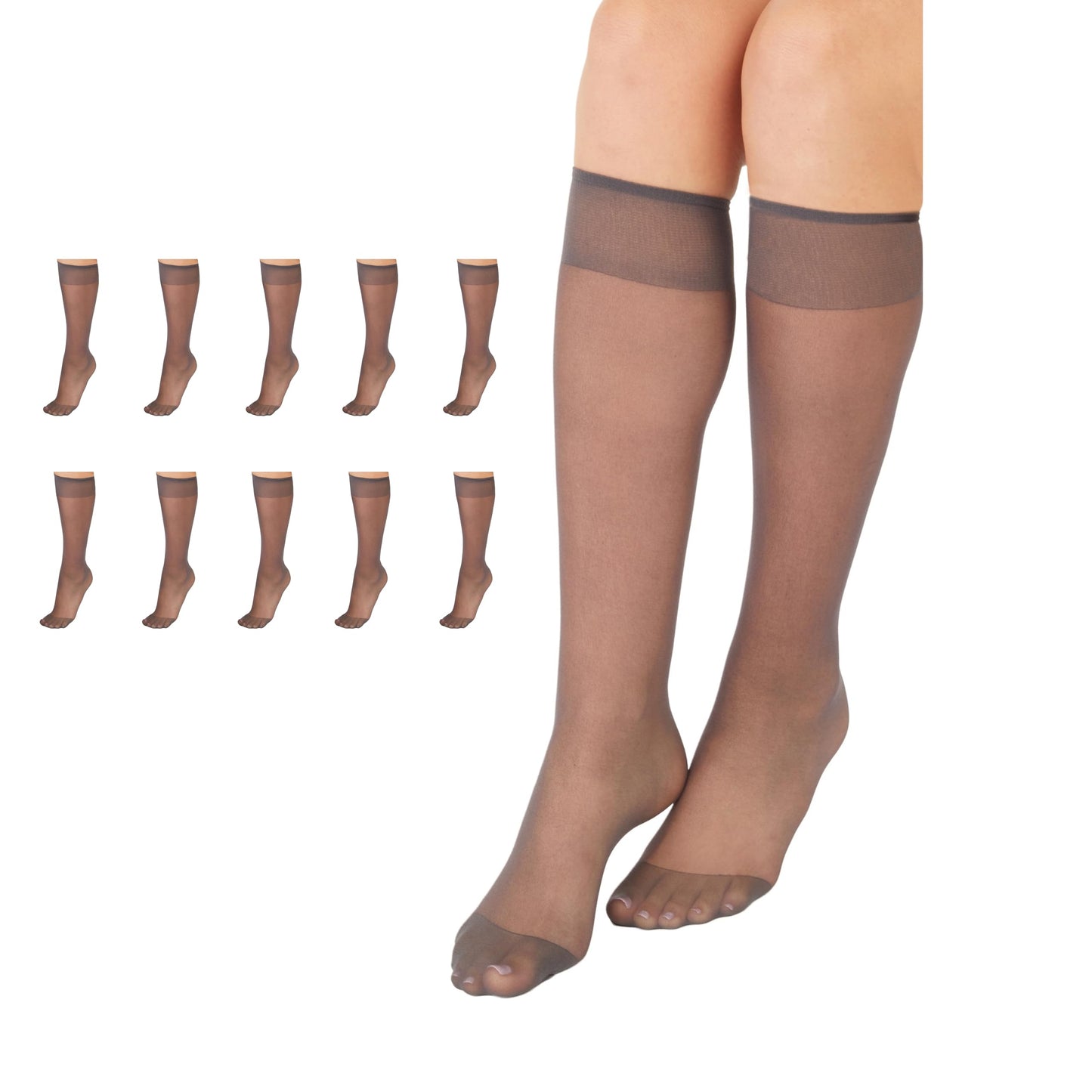 L'eggs Women's Everyday Knee High Stockings, Reinforced Toe, 100% Nylon, Nude, One Size (Pack of 20)