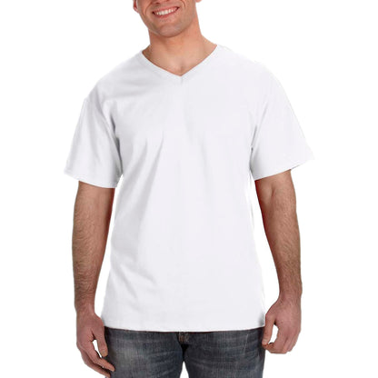 Fruit of the Loom Men's 7-Pack Stay Tucked V-Neck T-Shirt,White, Large