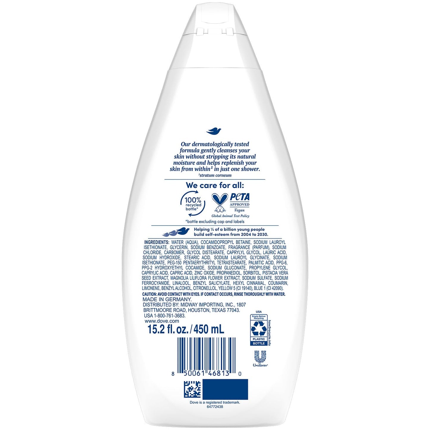 Dove Body Wash, Gentle Pamper 3-Pack - Soothing Moisturizing Cleanser for Soft Skin, 15.22 Oz Ea