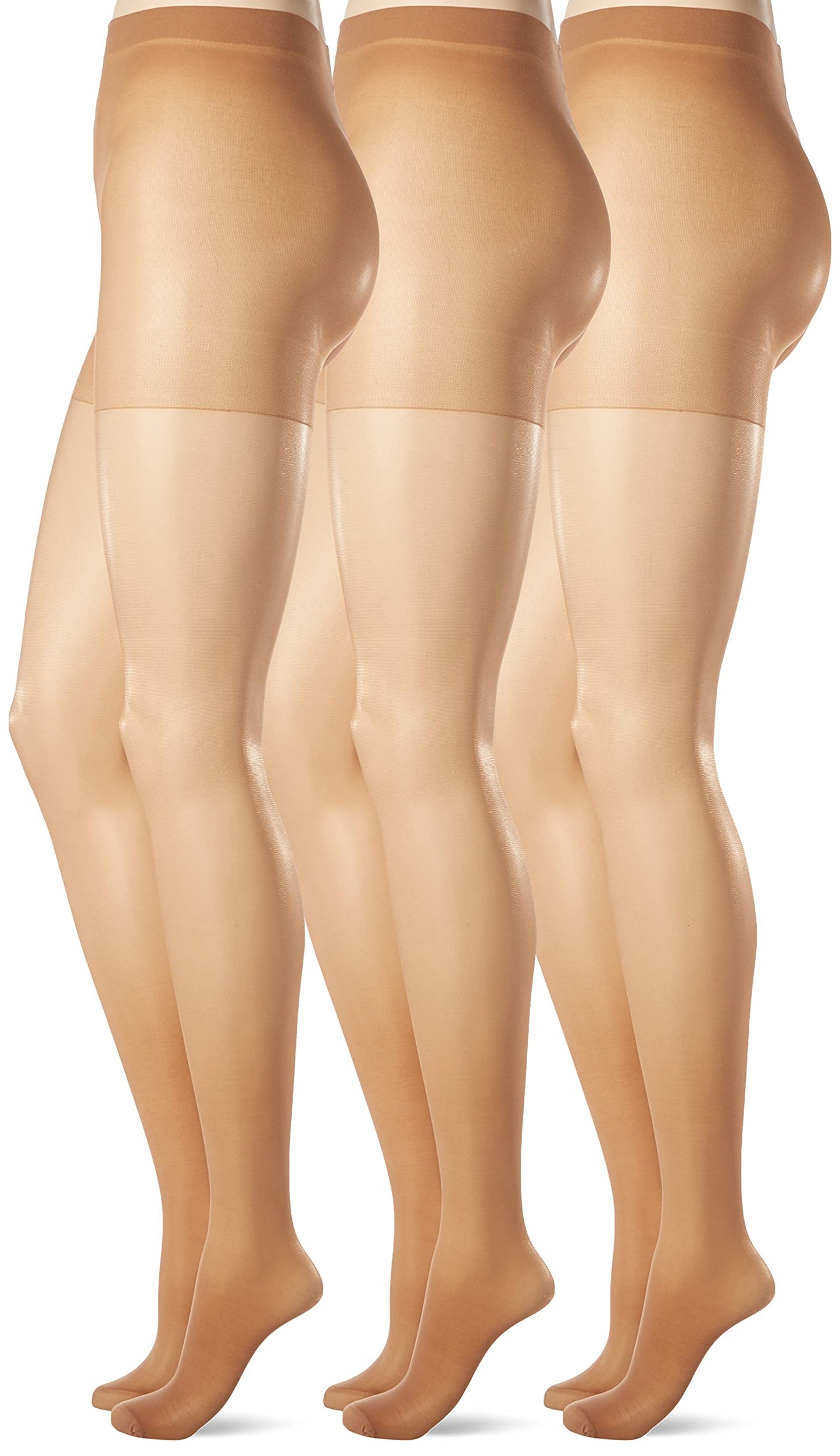 L'eggs Women's Energy 3 Pack Control Top Reinforced Toe Panty Hose, Suntan, Q
