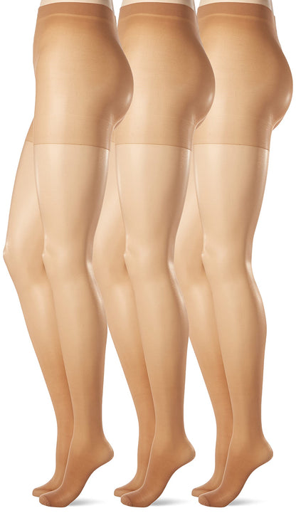 L'eggs Women's Energy 3 Pack Control Top Reinforced Toe Panty Hose, Suntan, Q