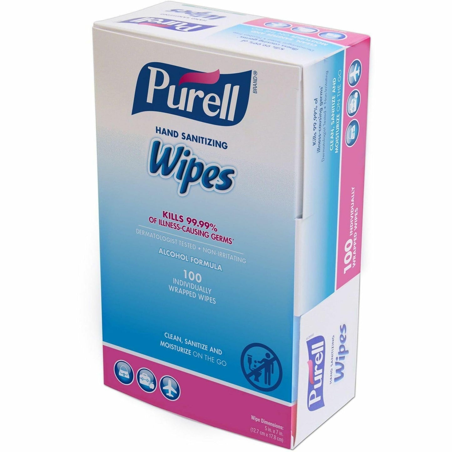 Purell Premoistened Sanitizing Hand Wipes,Fragrance Free, 100/Box