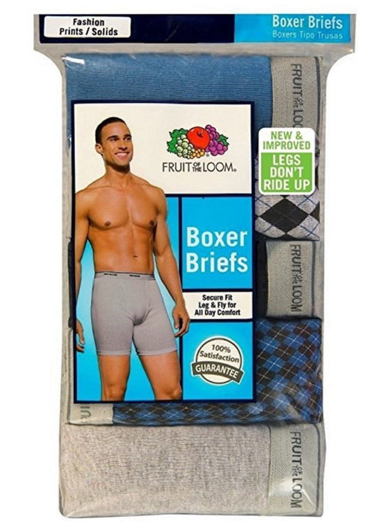 Fruit of the Loom Men's Big Boxer Brief(Pack of 4) (Fashion Prints/Solids, Medium)