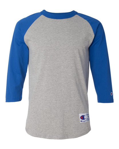 Champion Men's Raglan Baseball T-Shirt, White/C Gold, X-Large