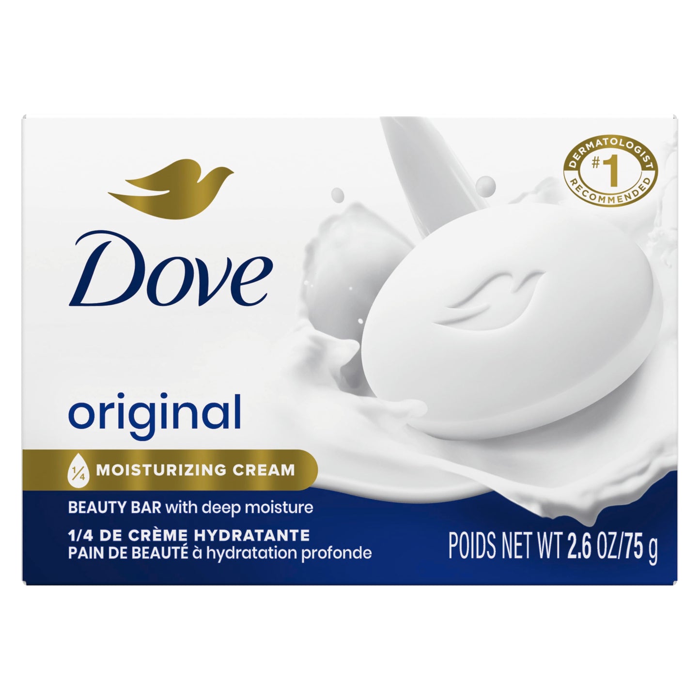 Dove Beauty Bar Soap Original, 6 Bars for Soft, Smooth Skin, with 1/4 Moisturizing Cream 3.75 oz