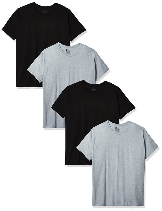 Hanes Men's 4-Pack Comfortsoft Dyed Crew, Black/Grey, X-Large