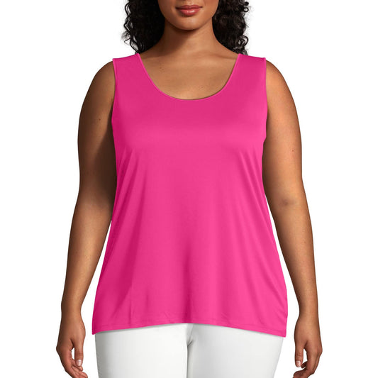 JUST MY SIZE womens Cooldri Performance Scoopneck Tank Top Shirt, Vivid Fuchsia, 20 US
