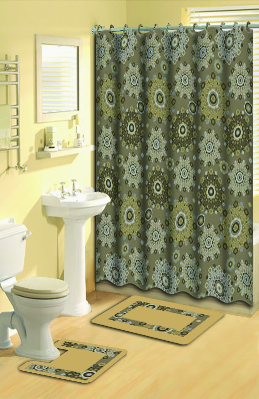 Home Dynamix Bath Boutique Poly-Acrylic 15-Piece Bathroom Set, Gold/Beige
