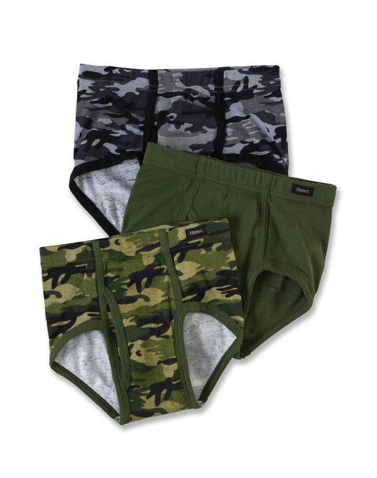 Hanes Classics Boys` No Ride Up Briefs 3-Pack,B720CA,L,Assorted Prints