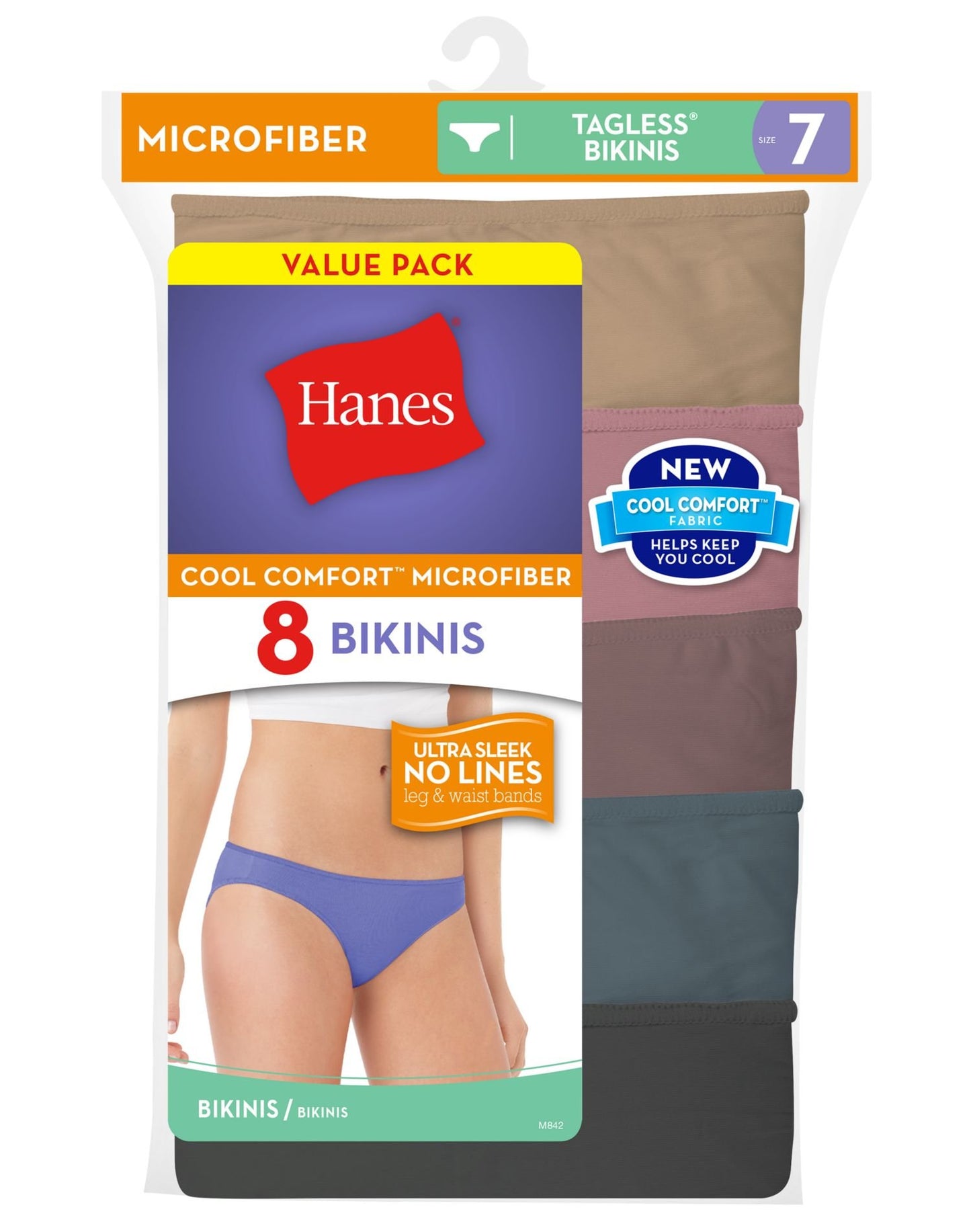 Hanes Women's 8 Pack Microfiber Bikini, Assorted, 9