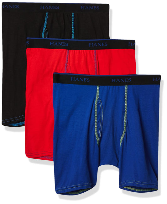Hanes Boys' Big 3-Pack Ultimate X-Temp Boxer Brief, Black/Grey, Medium
