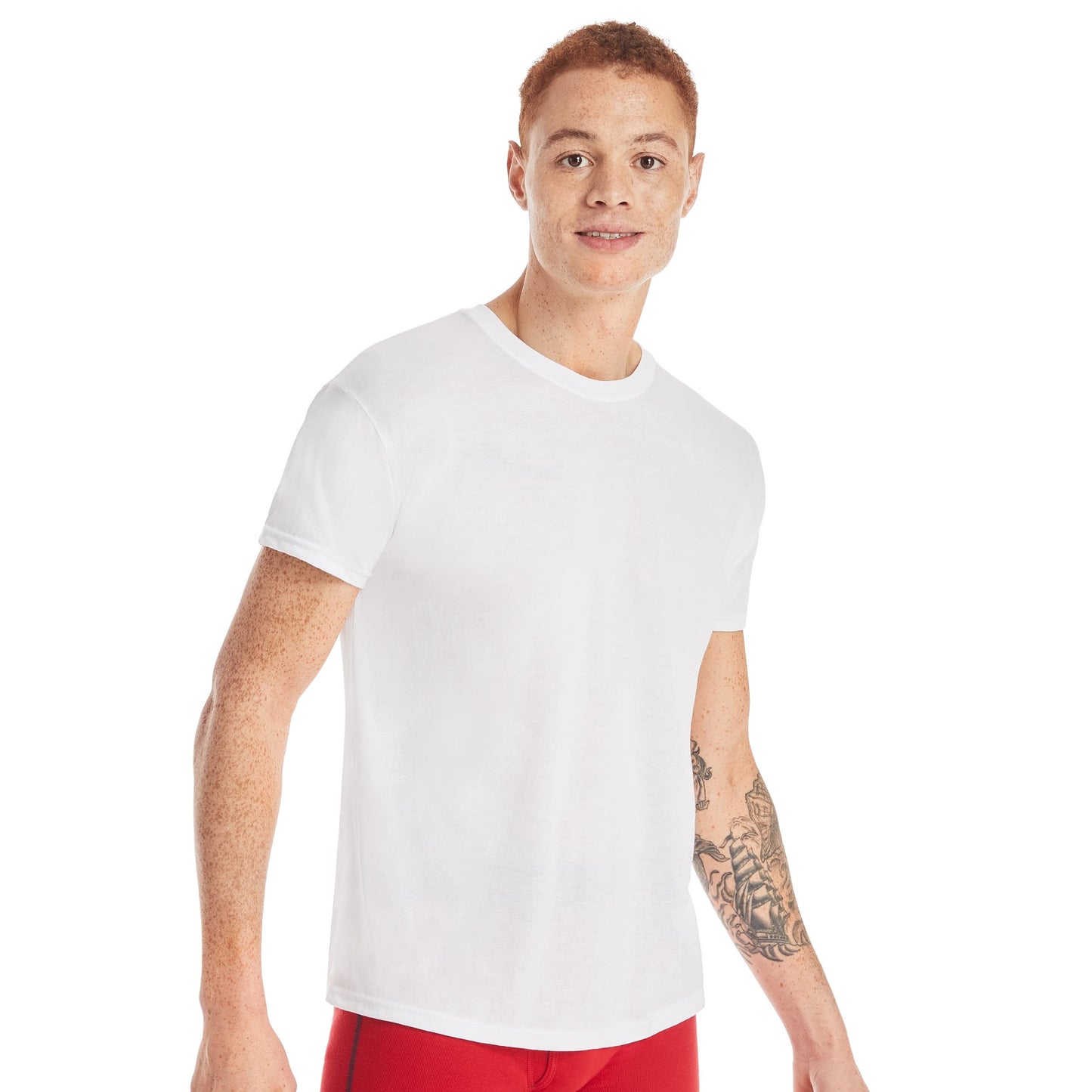 Hanes Men Hanes Men's White Performance Moisture-Wicking Crewneck Undershirt Tees, 5-Pack, White, Small
