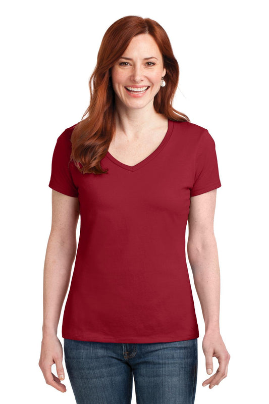 Hanes Women's Nano-T V-Neck T-Shirt_Deep Red_XS