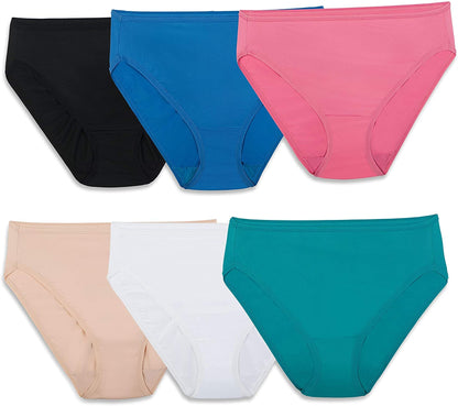 Fruit of the Loom womens Microfiber Panties (Regular & Plus Size) briefs underwear, Hi Cut - 6 Pack Assorted, 5 US