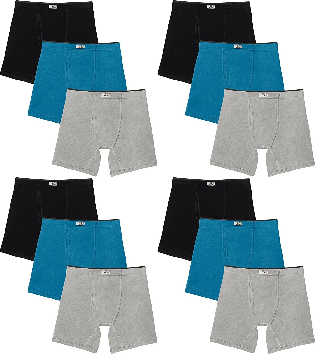 Fruit of the Loom Men's Breathable Boxer Briefs 12-Pack Performance Stretch Micro-Mesh Tri-Cool Support Pouch