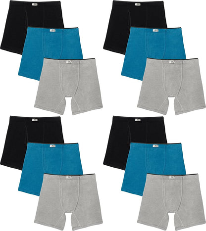 Fruit of the Loom Men's Breathable Boxer Briefs 12-Pack Performance Stretch Micro-Mesh Tri-Cool Support Pouch