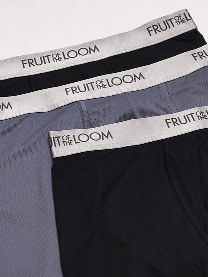 Fruit of the Loom Men's 3-Pack Everlight Boxer Briefs, Black/Gray, Small