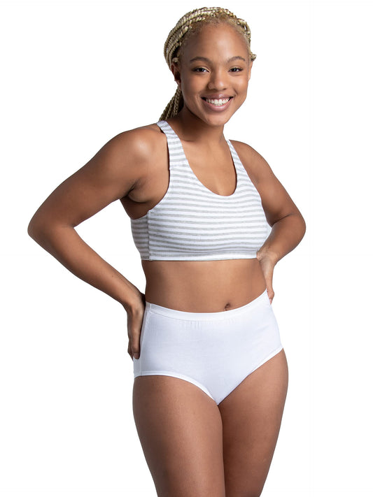 Fruit of the Loom Women's Eversoft Cotton Brief Underwear, Tag Free & Breathable, Brief-144 Pack-White, 5