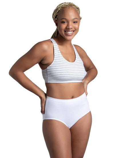 Fruit of the Loom Women's Eversoft Cotton Brief Underwear, Tag Free & Breathable, Available in Plus Size, 144 Pack-White, 9