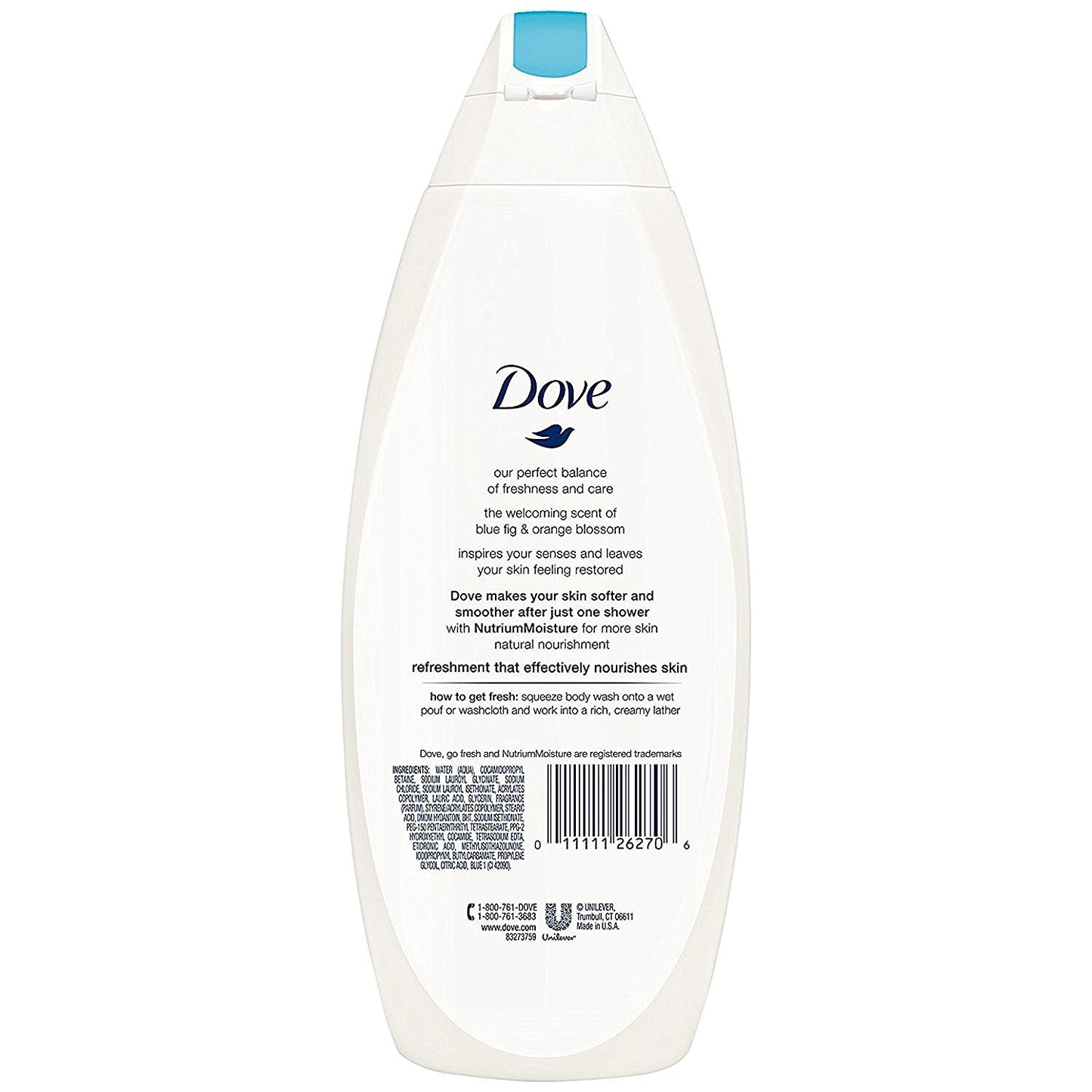 Dove Body Wash - Go Fresh - Restore - With Blue Fig & Orange Blossom Scent - Net Wt. 22 FL OZ (650 mL) Per Bottle - Pack of 3 Bottles
