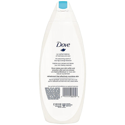 Dove Body Wash - Go Fresh - Restore - With Blue Fig & Orange Blossom Scent - Net Wt. 22 FL OZ (650 mL) Per Bottle - Pack of 3 Bottles