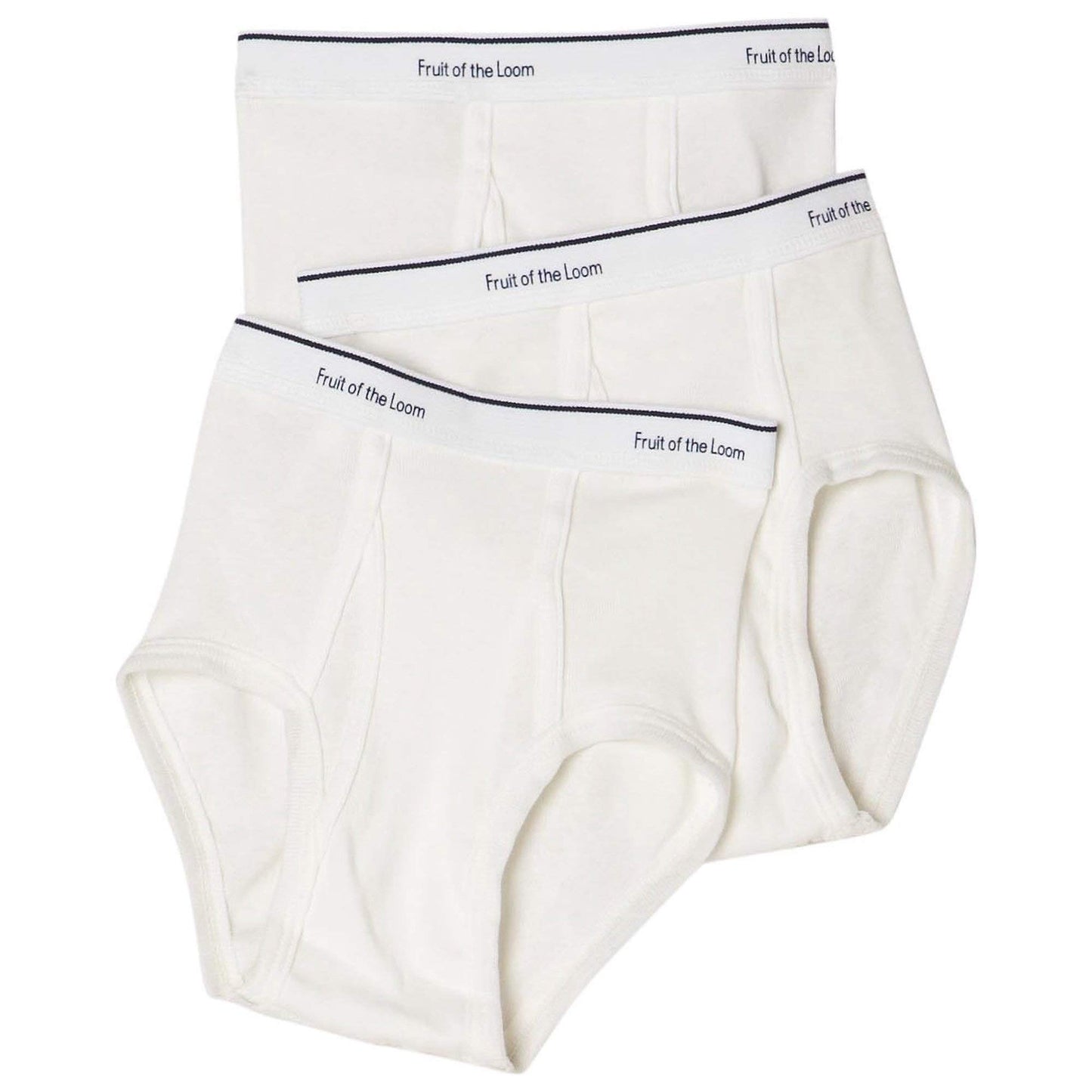 Fruit Of The Loom Little Boys' Full Cut Cotton Brief, White, Large(Pack of 3)