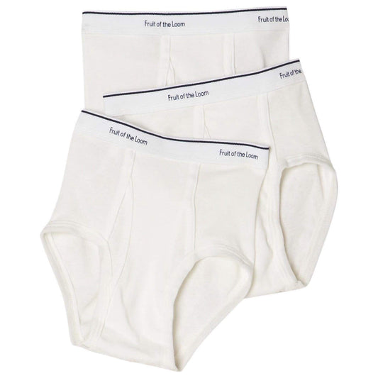 Fruit Of The Loom Little Boys' Full Cut Cotton Brief, White, Large(Pack of 3)